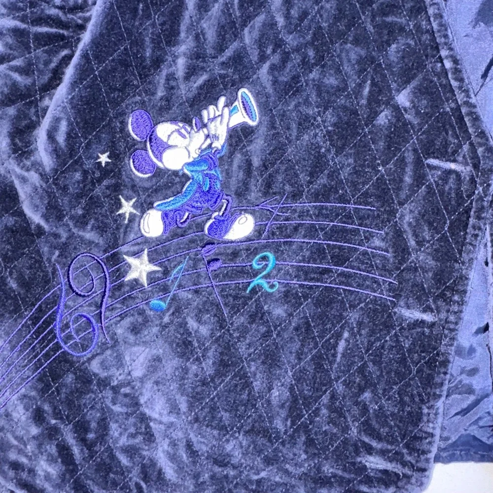 Disney Store Mickey Mouse Blues Club Vest XL Navy Blue Excellent Quilted Velvet